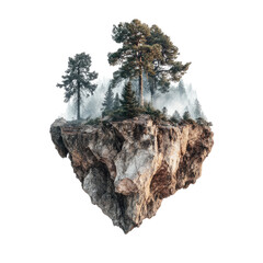 Obraz premium Floating island with trees and mist