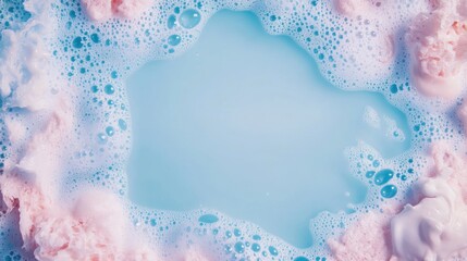 Obraz premium Frame with soap foam and bubbles made of shampoo, lotion, detergent 