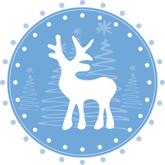 Christmas round design with deer