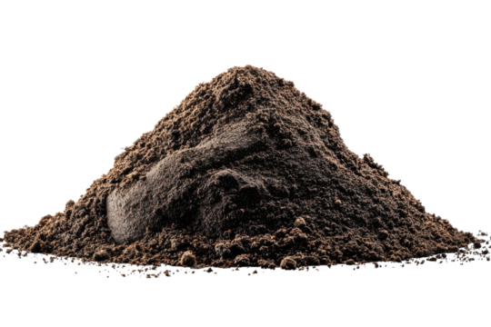 Soil Mound on Black Background Agriculture Ground Texture Land Composition Study Close Up on transparent background
