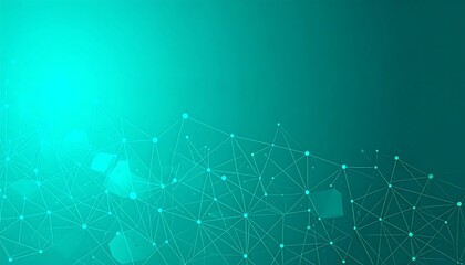 Abstract technology background with connected dots and lines on green gradient