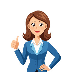 Confident Female Manager Giving Thumbs Up – Positive Businesswoman in Office Attire Encouraging Success, Approval, Motivation, and Leadership – Clean Vector Illustration