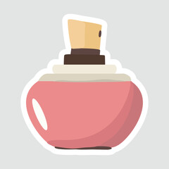 Pink Perfume Bottle Vector Illustration Sticker. A stylish vector illustration sticker of a pink perfume bottle, ideal for beauty and cosmetic-themed designs