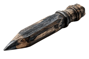 Wooden pencil tip macro detailed grain texture dark wood writing drawing design closeup on transparent background