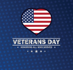 Veterans Day Heart Flag Design – Honoring U.S. Military Heroes Patriotic Poster