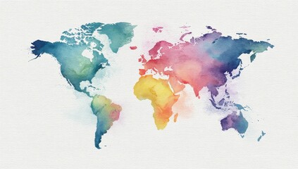 Colorful watercolor world map