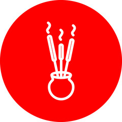 Obraz premium Agarbatti (Incense) Vector Line White Circle Red
