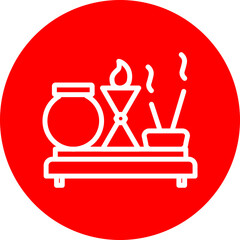 Puja Room Vector Line White Circle Red
