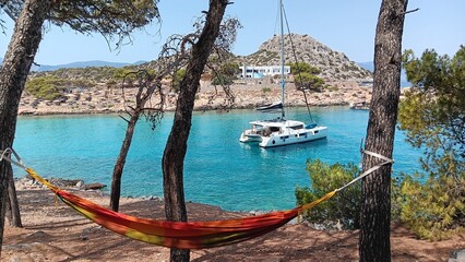 Summer in Angistri a small greek island off the coast of Athens in Argosaronicos Gulf. 
