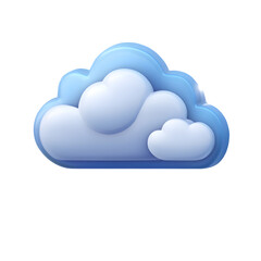 Fototapeta premium Blue cartoon cloud render with smooth surface. This 3D graphic works well for digital design, icons, presentation templates, and apps.