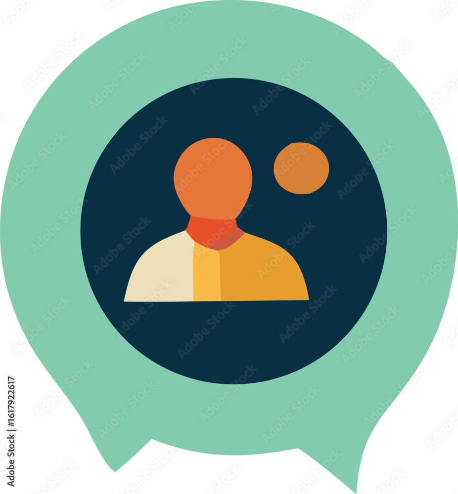 Poster modern flat design icon representing a user profile with a notification bubble and two abstract figu