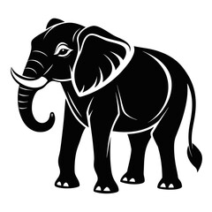 Obraz premium Here's a concise description:Elephant vector illustration, a large gray wild mammal with a big trunk and tusk, isolated on white