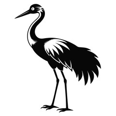 Obraz premium Here's a concise description:Heron and stork bird silhouettes, isolated vector illustrations of wild animals in nature