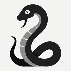 Fototapeta premium Black snake vector illustration with a cute cartoon serpent design, a fun wildlife symbol