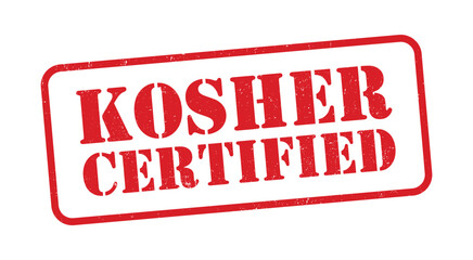 Kosher Certified Red Grunge Stamp Vector illustration for Food Packaging and Labelling