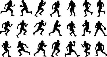 Fototapeta premium American Football Player Silhouettes in Action