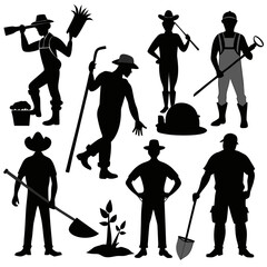 Black vector silhouettes of people playing golf, a dynamic illustration of sport and action