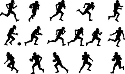 American Football Player Silhouettes in Action"