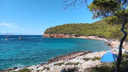 Summer in Angistri a small greek island off the coast of Athens in Argosaronicos Gulf. 