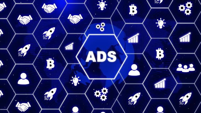 The programmatic Advertising concept. Business, Technology, Internet and network concept. map background.