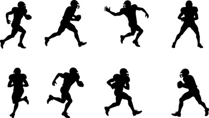 American Football Player Silhouettes in Action"