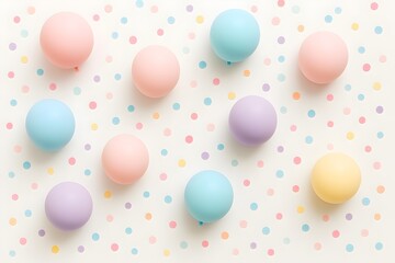Pastel balloons on polka dot background – party celebration