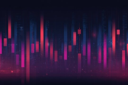 Abstract financial chart with glowing bars on dark background