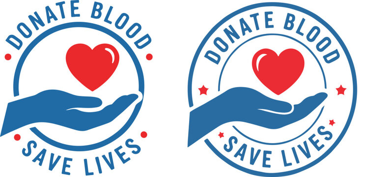 Donate blood save lives vector badge