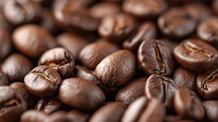 Fototapeta premium A close-up of coffee beans showcasing their rich color and texture.