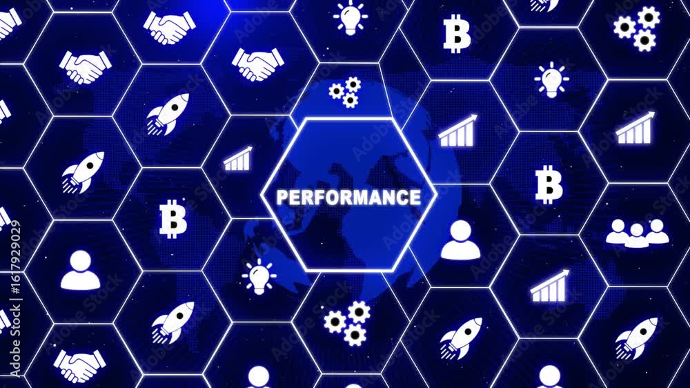 Poster kpi key performance indicator increase optimization business and industrial process.the glowing conn