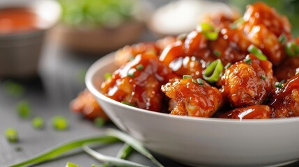 A close-up of a chicken wing smothered in barbecue sauce.