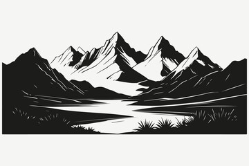 mountain landscape sketch illustration vector