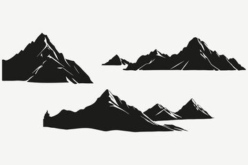 mountain landscape sketch illustration vector set