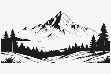 mountain landscape sketch illustration vector