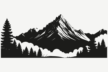 mountain landscape sketch illustration vector