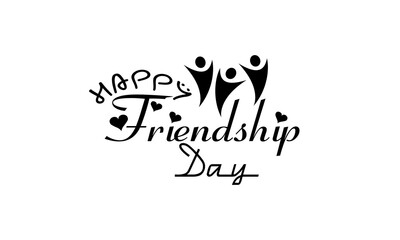 Happy friendship day typography design, hand drawn lettering. Holiday lettering isolated on white background.