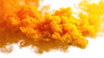 Abstract orange cloud of swirling color against white