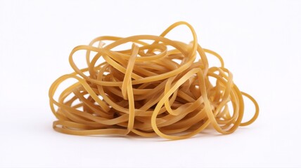 Tangle of rubber bands on white background. Artificial intelligence image