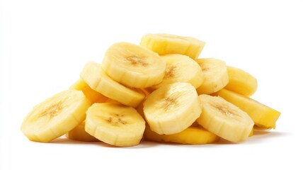 Fresh banana slices on white background. Artificial intelligence image