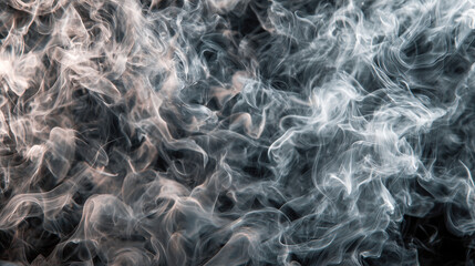 Fototapeta premium Intricate close-up of thick, swirling smoke clouds creating a detailed and mysterious abstract texture, perfect for use as a background or design element with a moody aesthetic.