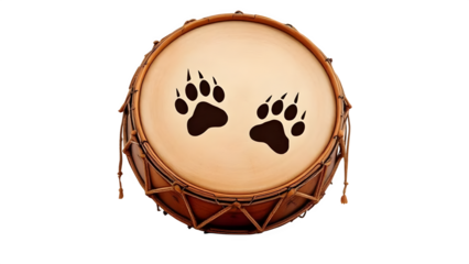 Bear festival drum on white background isolated PNG