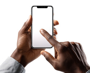 Hands holding a smartphone with blank screen (1)