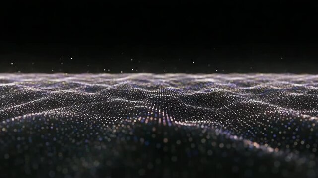 Abstract Digital Waveform Data Flowing Across a Dark Background Displaying Technology and Connectivity