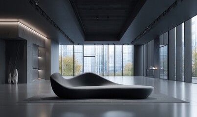 adaptive AI-controlled sofa with shape-shifting modules, smart fabric, sleek futuristic interior 