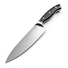 Professional Chef's Knife with Black Handle Isolated on White Background High quality kitchen tool image