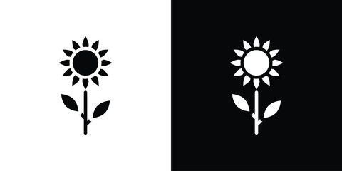 Sunflower icon set in black glyph style. silhouette collection vector illustration.