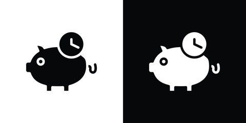 Save time icon set in black glyph style. silhouette collection vector illustration.