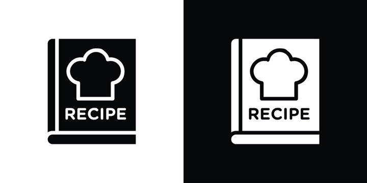 Recipe book icon set in black glyph style. silhouette collection vector illustration.
