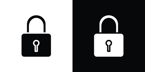 Padlock icon set in black glyph style. silhouette collection vector illustration.