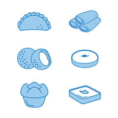 Monochrome Indonesian Traditional Snacks: Pastel, Risoles, Onde-Onde, Kue Lumpur, Kue Mangkok, Kue Talam